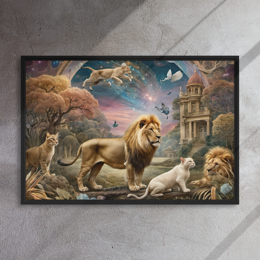 Frolicking Felines - Framed Canvas